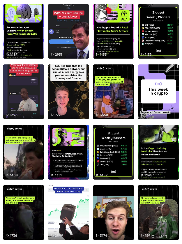 Short-form video content collage