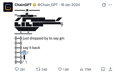 ASCII art gm community post