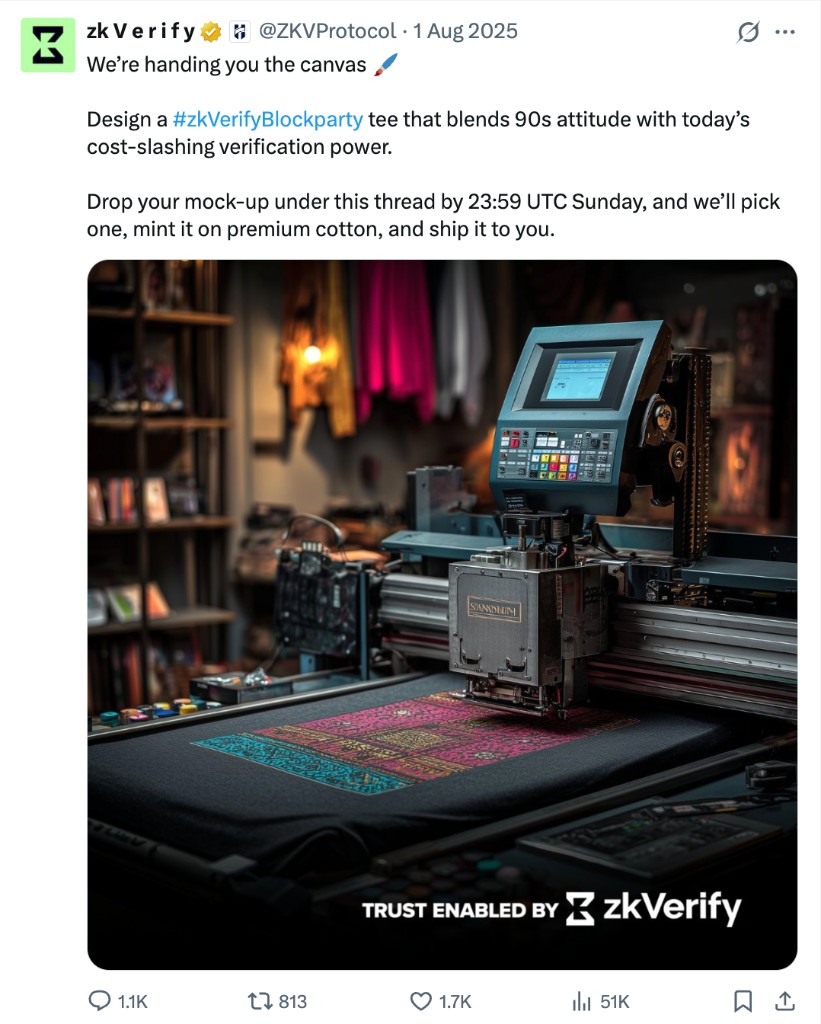 zkVerify Blockparty tee design contest