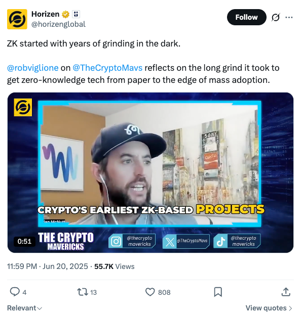 Horizen Crypto Mavericks tweet