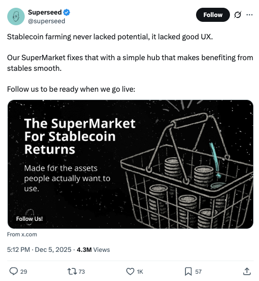 The SuperMarket for stablecoin returns — 4.3M views