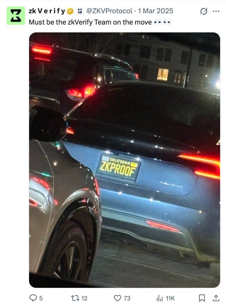 ZKPROOF license plate community post